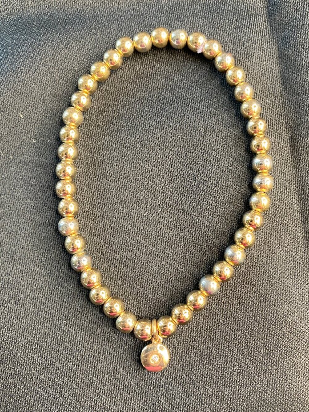 J. Crew Gold-Tone Beaded Stretch Charm Bracelet with Cubic Zirconia